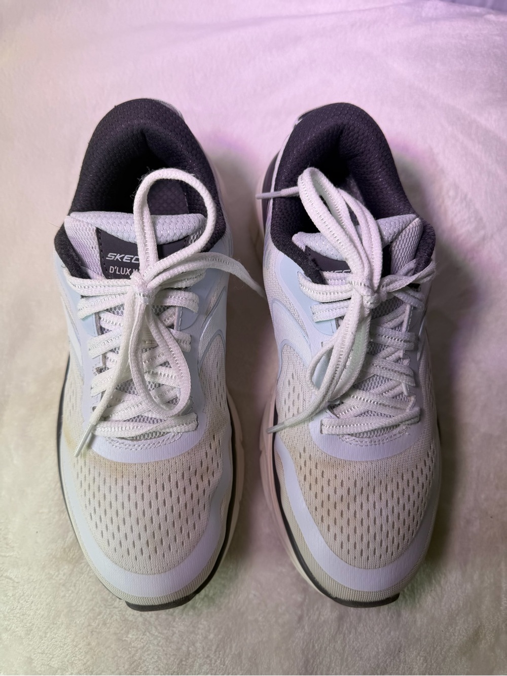 Skechers D'lux Walker 2.0 Women's White with Light Blue and Black Accents - Picture 5 of 11